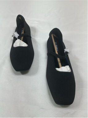 Athmile Women’s Slip On Mary Jane Flats 11 Black Mesh Square Toe Strap Solid